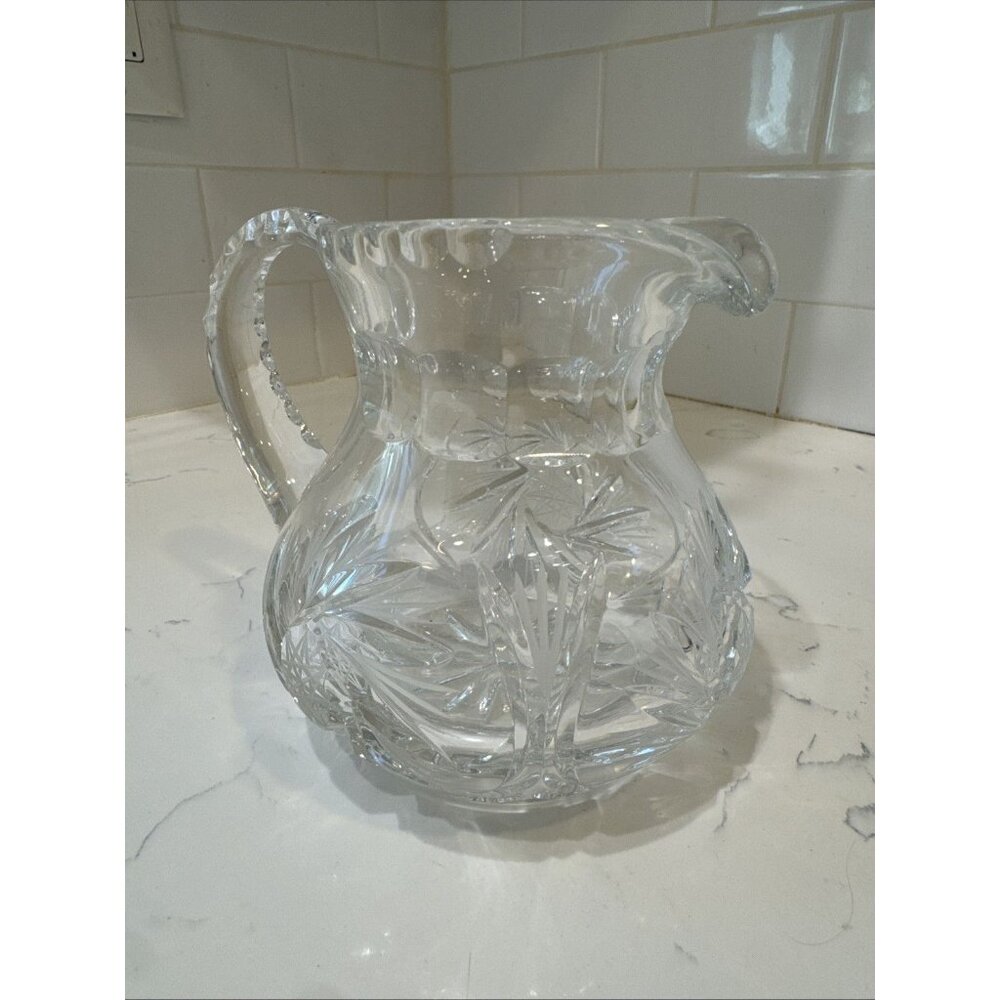 Vintage Beautiful Polish Cut Crystal Pinwheel Pattern 5" Pitcher - Picture 5 of 16